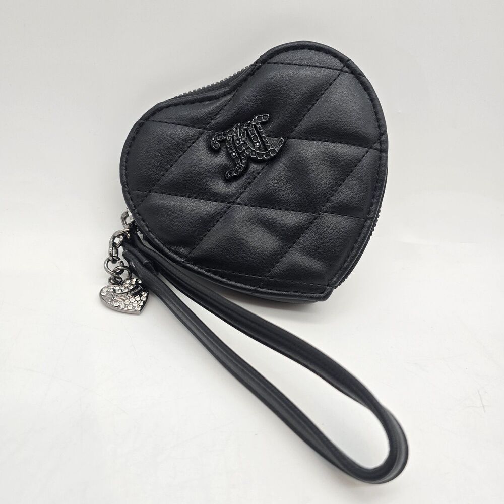 JUICY COUTURE Black Wallet Brighter Than A Diamond Heart Wristlet
